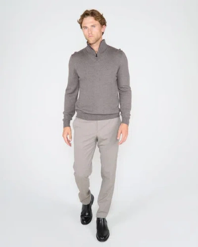 Lords Of Harlech Quest Fully Fashioned Quarter-zip Merino Sweater In Gray