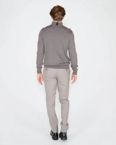 Lords Of Harlech Quest Fully Fashioned Quarter-zip Merino Sweater In Gray