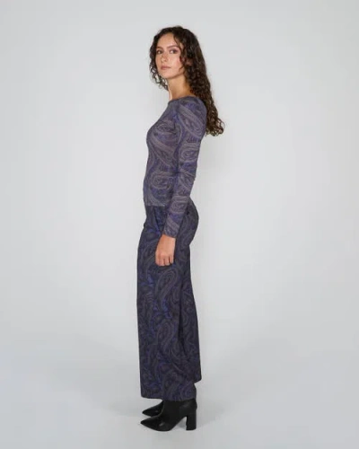 Lords Of Harlech Carly Merino Long Sleeve Boatneck Shirt In Blue