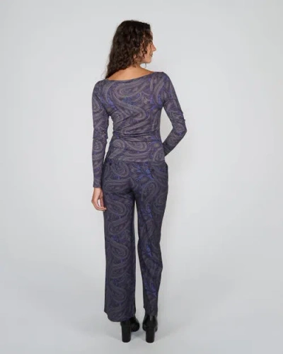 Lords Of Harlech Carly Merino Long Sleeve Boatneck Shirt In Blue