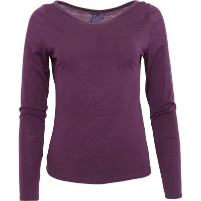 Lords Of Harlech Carly Merino Long Sleeve Boatneck Shirt In Purple