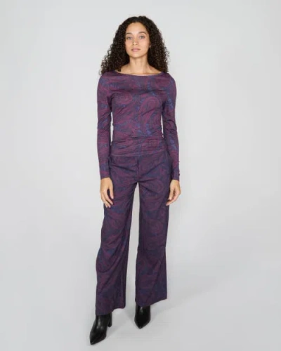 Lords Of Harlech Carly Merino Long Sleeve Boatneck Shirt In Purple