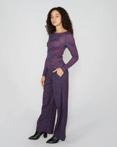 Lords Of Harlech Carly Merino Long Sleeve Boatneck Shirt In Purple