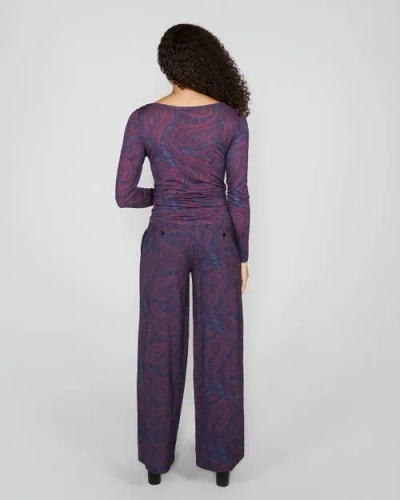 Lords Of Harlech Carly Merino Long Sleeve Boatneck Shirt In Purple