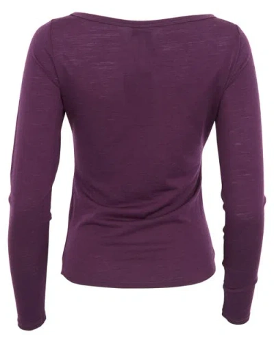 Lords Of Harlech Carly Merino Long Sleeve Boatneck Shirt In Purple