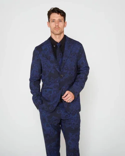 Lords Of Harlech Judd Fully Lined Tailored Wool Blazer In Blue