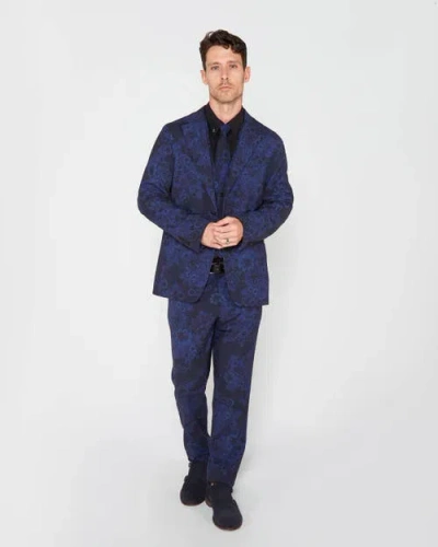 Lords Of Harlech Judd Fully Lined Tailored Wool Blazer In Blue