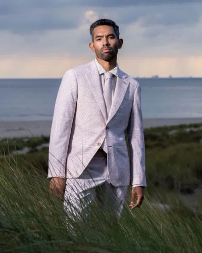 Lords Of Harlech Judd Fully Lined Tailored Wool Blazer In Gray