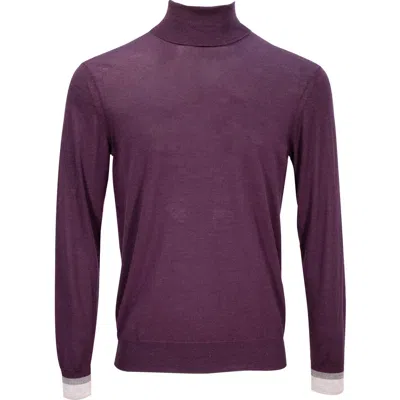Lords Of Harlech Ronald Merino Wool Turtleneck Sweater In Purple