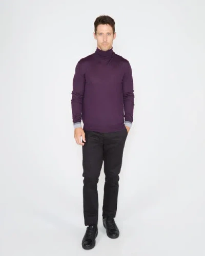 Lords Of Harlech Ronald Merino Wool Turtleneck Sweater In Purple