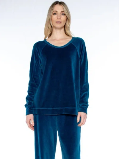 Wilt Clothing Crew Long Sleeve Raglan Tunic Sweatshirt In Blue