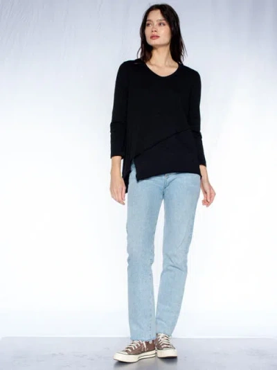 Wilt Clothing Crew 3/4 Sleeve Ez Cross Over Hem Shirt In Gray