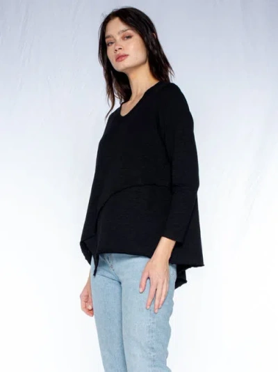 Wilt Clothing Crew 3/4 Sleeve Ez Cross Over Hem Shirt In Gray