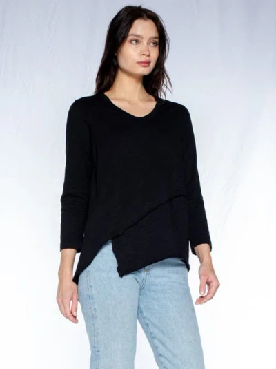 Wilt Clothing Crew 3/4 Sleeve Ez Cross Over Hem Shirt In Gray