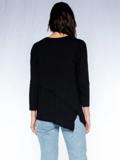 Wilt Clothing Crew 3/4 Sleeve Ez Cross Over Hem Shirt In Gray