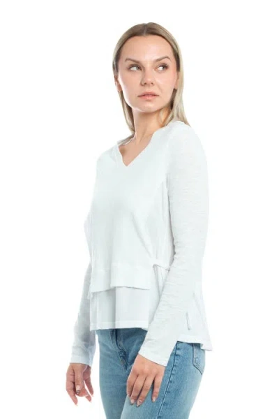 Wilt Clothing Mixed Media Double Layer Effect V-neck Tee In White