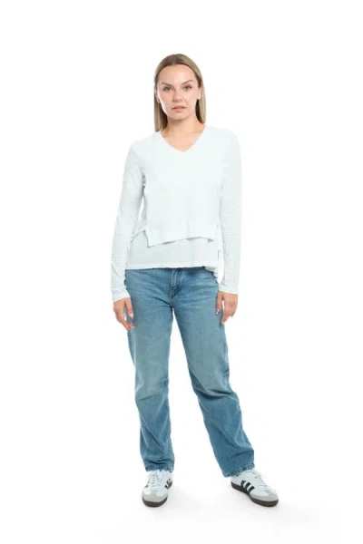 Wilt Clothing Mixed Media Double Layer Effect V-neck Tee In White