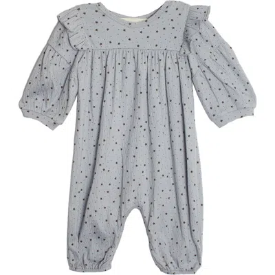 Mabel + Honey Mabel And Honey Twinkle Twinkle Toddler Girls' Star-print Ruffle Romper In Gray