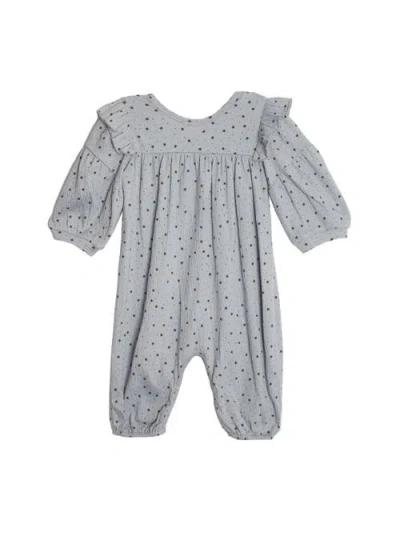 Mabel + Honey Mabel And Honey Twinkle Twinkle Toddler Girls' Star-print Ruffle Romper In Gray