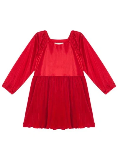 Isobella & Chloe Isobella And Chloe Girls' Merry 'n Bright Red Velvet Long-sleeve Holiday Dress. In Red