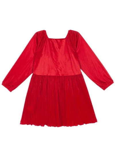 Isobella & Chloe Isobella And Chloe Girls' Merry 'n Bright Red Velvet Long-sleeve Holiday Dress. In Red