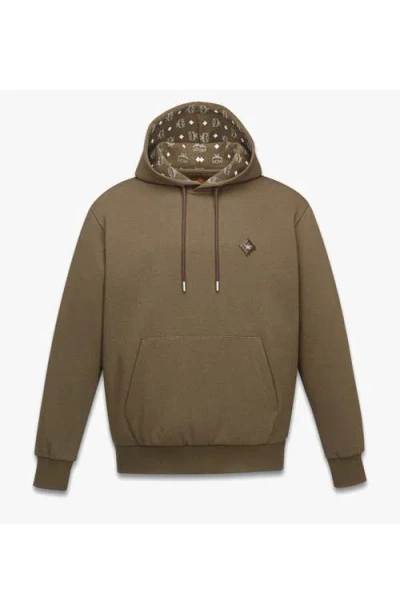 Mcm Essential Logo Patch Ponte Hoodie In Brown