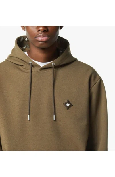 Mcm Essential Logo Patch Ponte Hoodie In Brown
