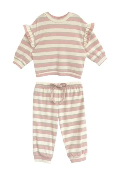 Mabel + Honey Candy Stripe Two Piece Set In Pink