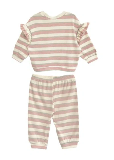 Mabel + Honey Candy Stripe Two Piece Set In Pink