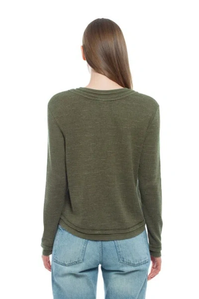 Wilt Clothing Long Sleeve Henley Mock Double Layer Tee In Green
