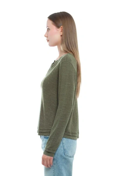Wilt Clothing Long Sleeve Henley Mock Double Layer Tee In Green
