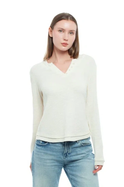 Wilt Clothing Long Sleeve Henley Mock Double Layer Tee In Neutral