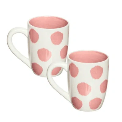 Carol & Frank Hibiscus Dot Mug, Set Of 2 20 oz In Pink
