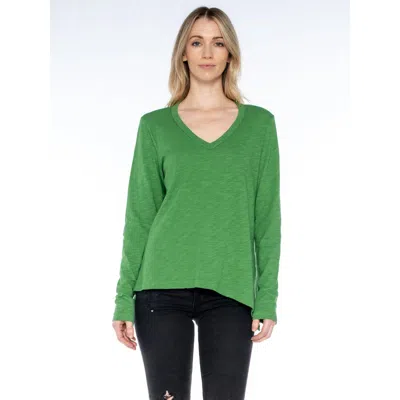 Wilt Clothing Sexy Deep V Double Slant Hem Tee In Green
