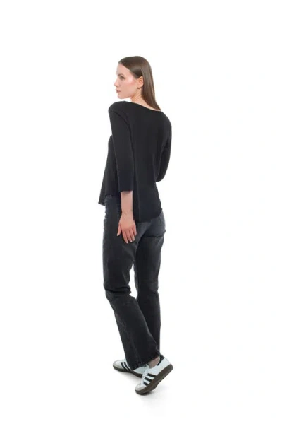 Wilt Clothing 3/4 Sleeve Raw Hem Shirttail Tee In Blue