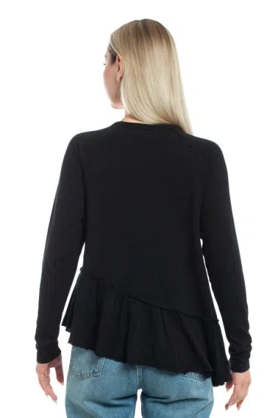 Wilt Clothing Raglan Long Sleeve Asymmetric Peplum Hem Tee In Black