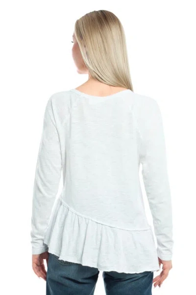 Wilt Clothing Raglan Long Sleeve Asymmetric Peplum Hem Tee In White