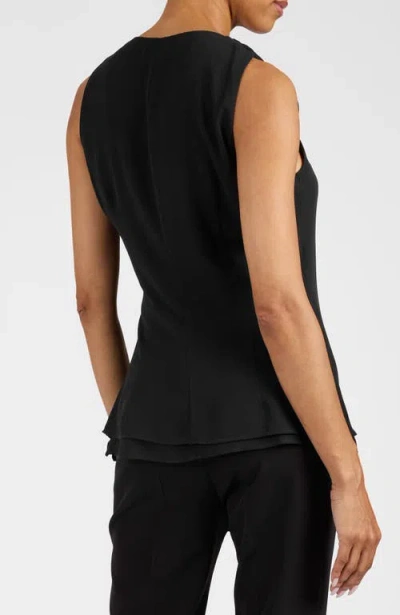 Santorelli Tyra Sleeveless Top With Asymmetric Ruffles In Black