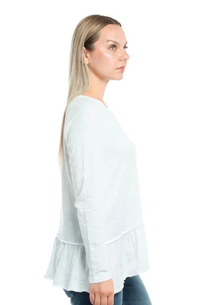 Wilt Clothing Raglan Long Sleeve Asymmetric Peplum Hem Tee In White