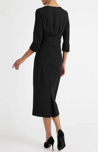 Santorelli Trinity Midi Sheath Dress In Black