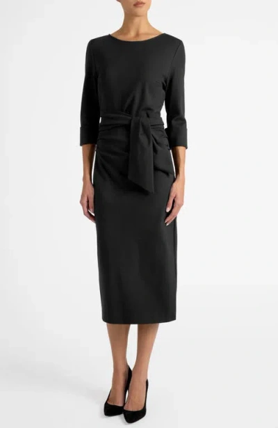 Santorelli Trinity Midi Sheath Dress In Black