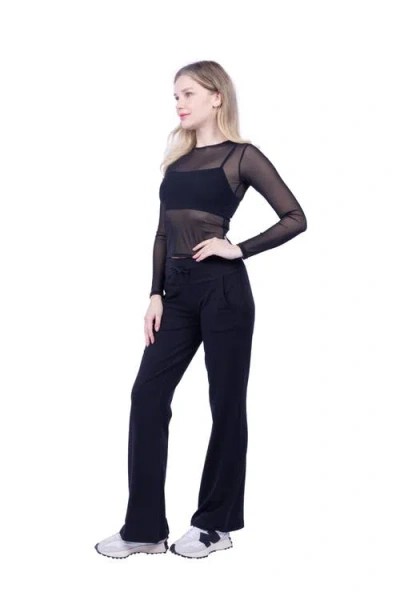 Lezat Taylor Organic Cotton Wide Leg Pocketed Pant In Black
