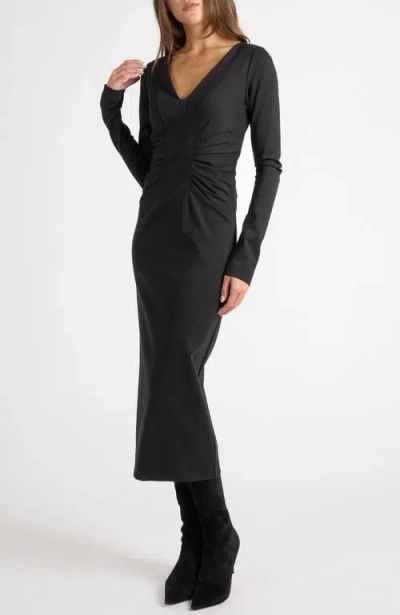 Santorelli Willa Long Sleeve Midi Dress In Black