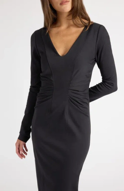 Santorelli Willa Long Sleeve Midi Dress In Black