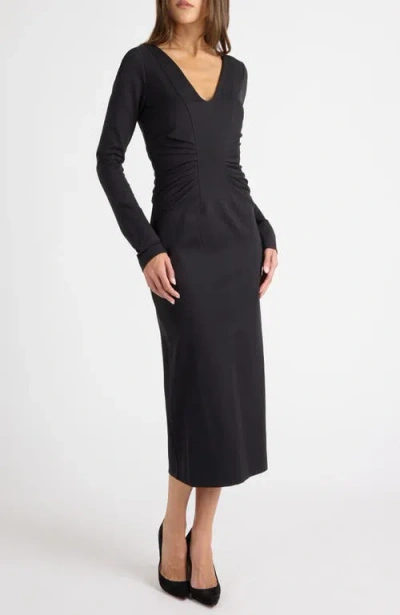 Santorelli Willa Long Sleeve Midi Dress In Black