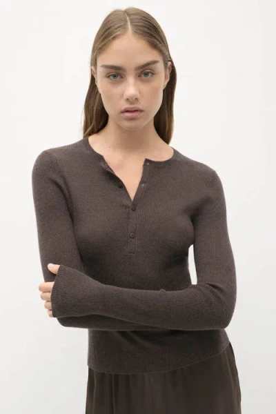 Naked Cashmere Marlowe Cashmere Henley In Brown