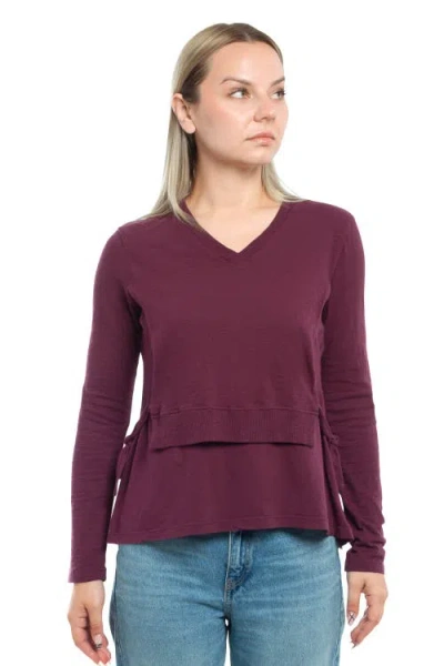 Wilt Clothing Mixed Media Double Layer Effect V-neck Tee In Animal Print