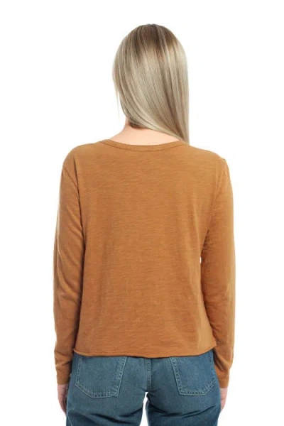 Wilt Clothing Long Sleeve Henley Mock Double Layer Tee In Brown