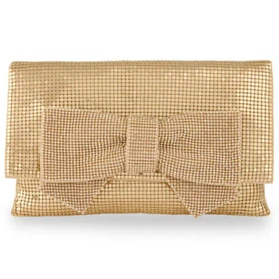 Whiting & Davis Gemma Crystal Bow Clutch In Gold