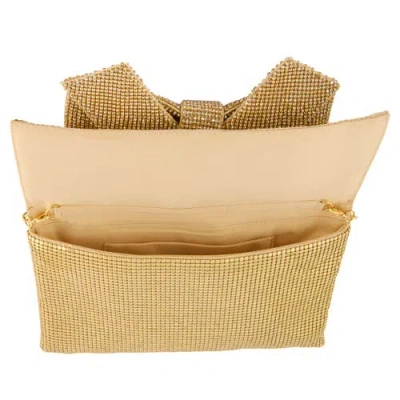 Whiting & Davis Gemma Crystal Bow Clutch In Gold